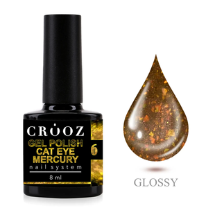Золотисто-зелений гель-лак з ефектом котяче око Crooz Cat Mercury №6 , 8 мл 11265 фото