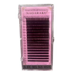 Темно-коричневі вії для нарощування Nagaraku 0.07 C Mix (7&ndash;15 мм) , 1 шт 8728 фото