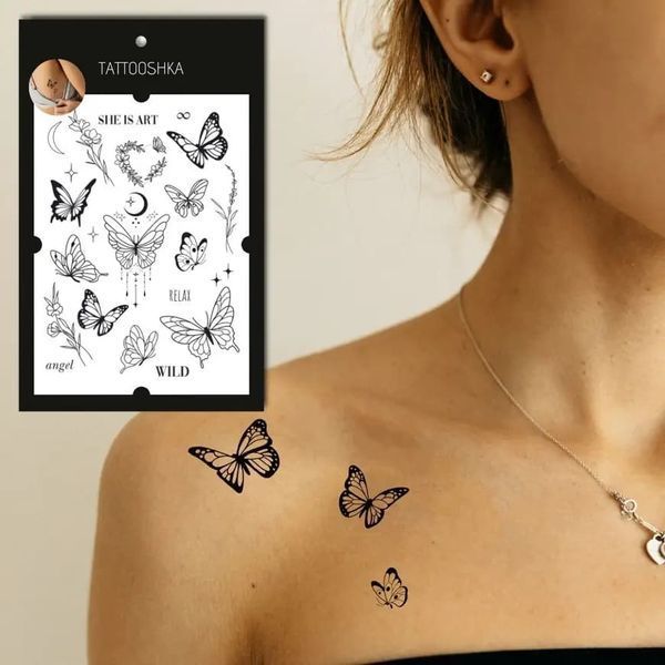 Тату набір "Метелики та квіти" Tattooshka LB-188 , 1 шт 2722 фото