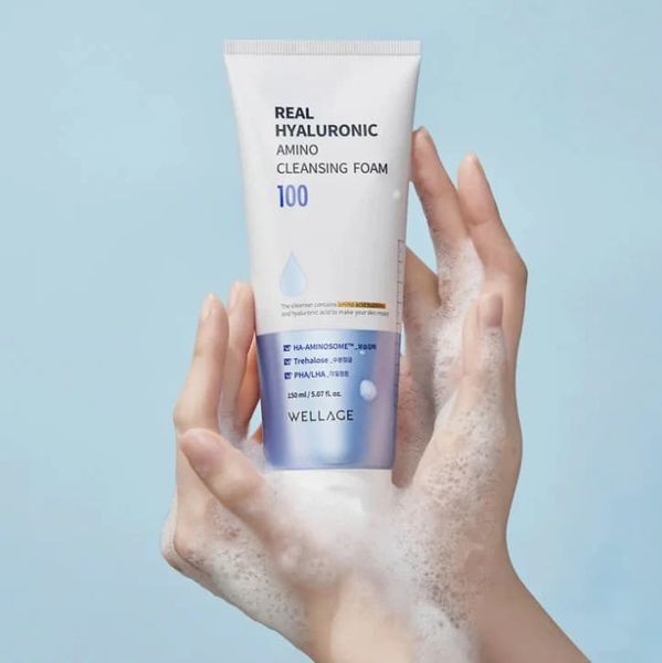 Пінка для вмивання з гіалуроновою кислотою Wellage Real Hyaluronic Amino Cleansing Foam , 150 мл 7659 фото