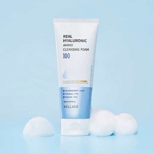Пінка для вмивання з гіалуроновою кислотою Wellage Real Hyaluronic Amino Cleansing Foam , 150 мл 7659 фото