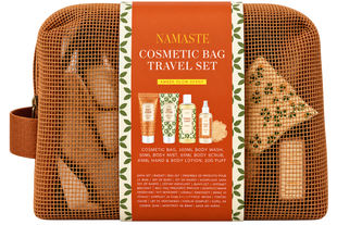 Подарунковий дорожній набір для тіла Namaste Cosmetic Bag Travel Set Amber Glow , 5 в 1 11434 фото