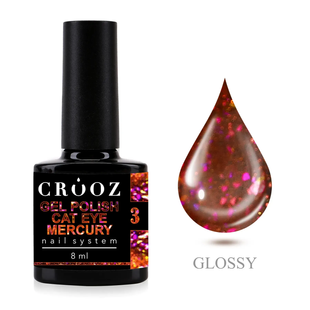 Рожево-теракотовий гель-лак з ефектом котяче око Crooz Cat Mercury №3 , 8 мл 11259 фото
